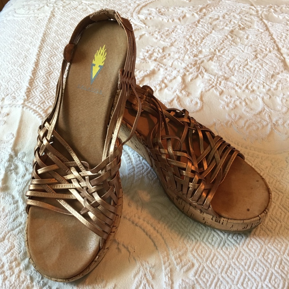 Golden Espadrilles with cork base